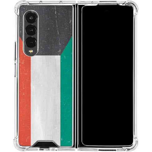 Kuwait Flag Distressed Galaxy Z Fold4 5G Clear Case